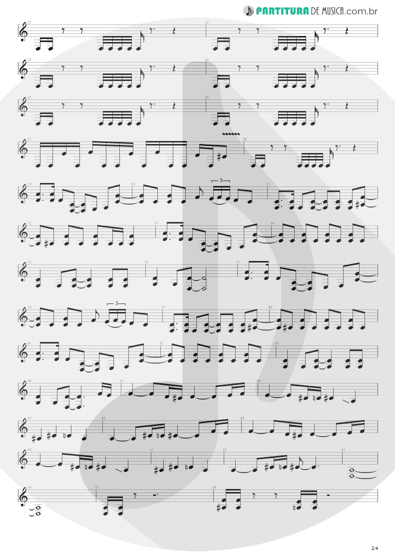 Partitura de musica de Guitarra Elétrica - Unholy Confessions | Avenged Sevenfold | Waking the Fallen 2003 - pag 2