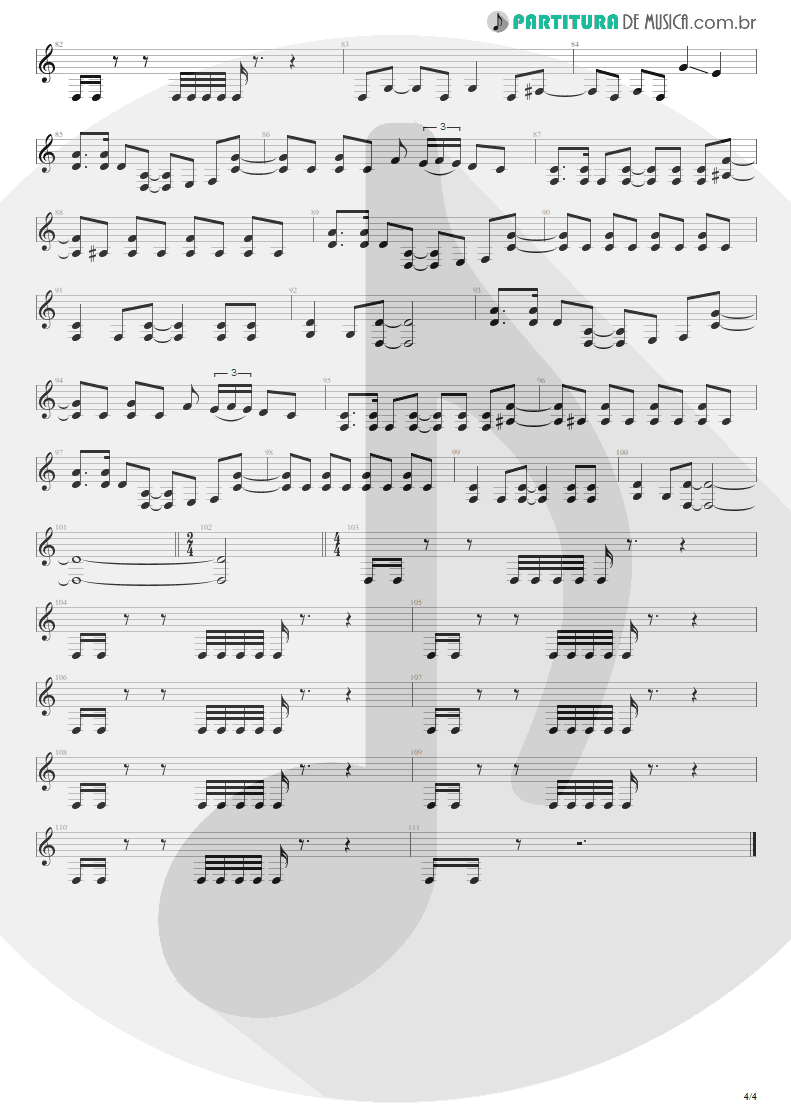 Partitura de musica de Guitarra Elétrica - Unholy Confessions | Avenged Sevenfold | Waking the Fallen 2003 - pag 4