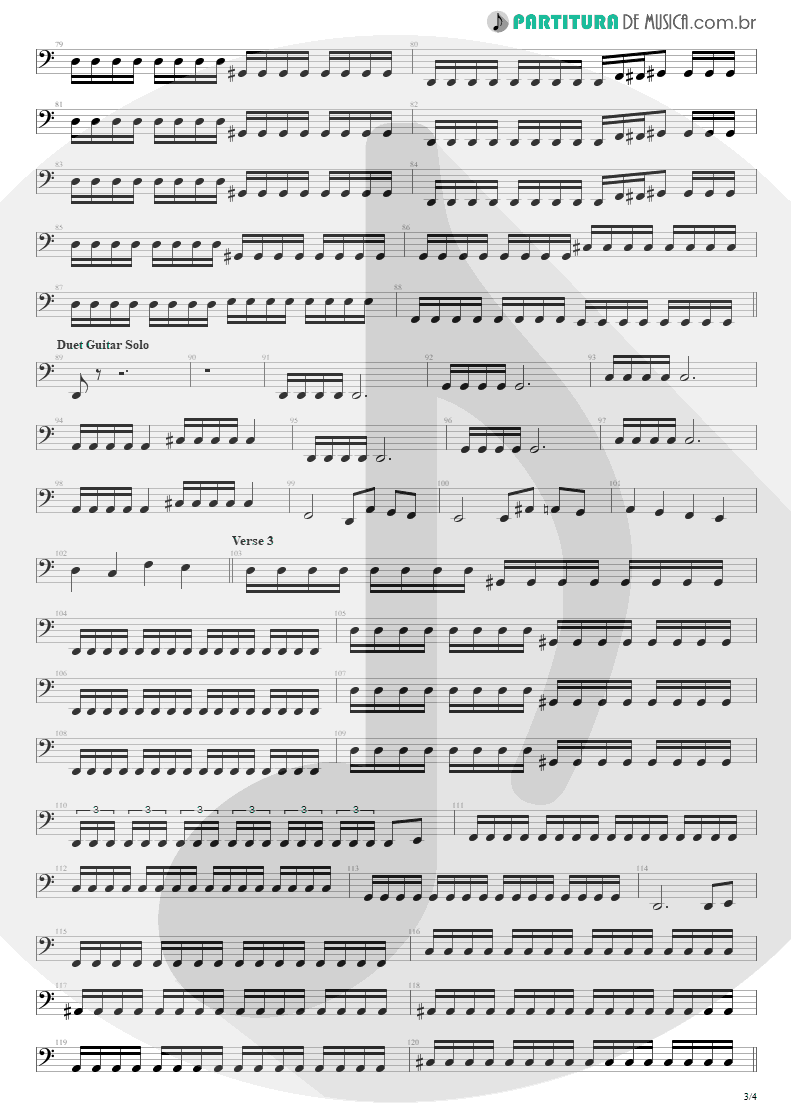 Partitura de musica de Baixo Elétrico - Bat Country | Avenged Sevenfold | City of Evil 2005 - pag 3