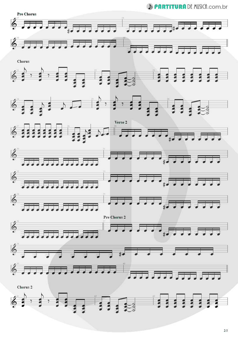 Partitura de musica de Guitarra Elétrica - Bat Country | Avenged Sevenfold | City of Evil 2005 - pag 2