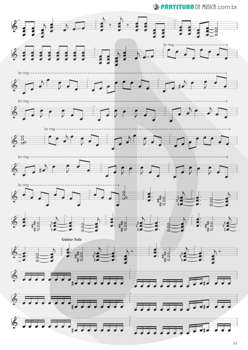 Partitura de musica de Guitarra Elétrica - Bat Country | Avenged Sevenfold | City of Evil 2005 - pag 3