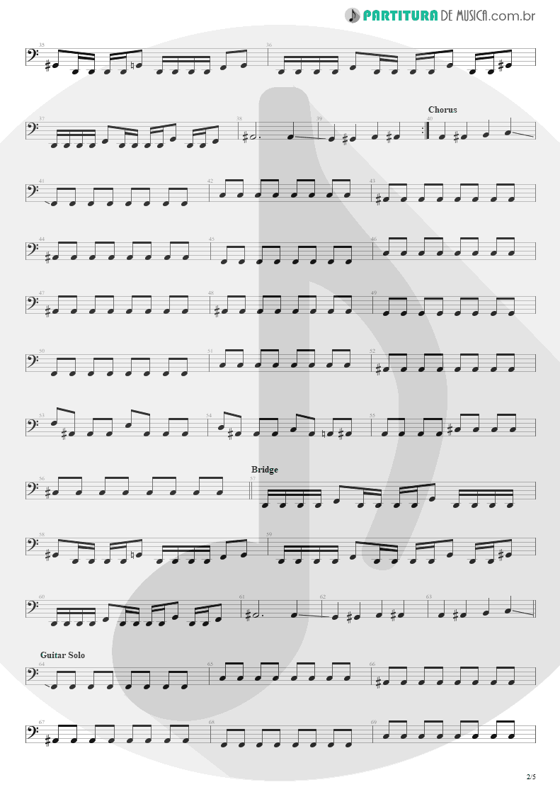 Partitura de musica de Baixo Elétrico - Beast And The Harlot | Avenged Sevenfold | City of Evil 2005 - pag 2