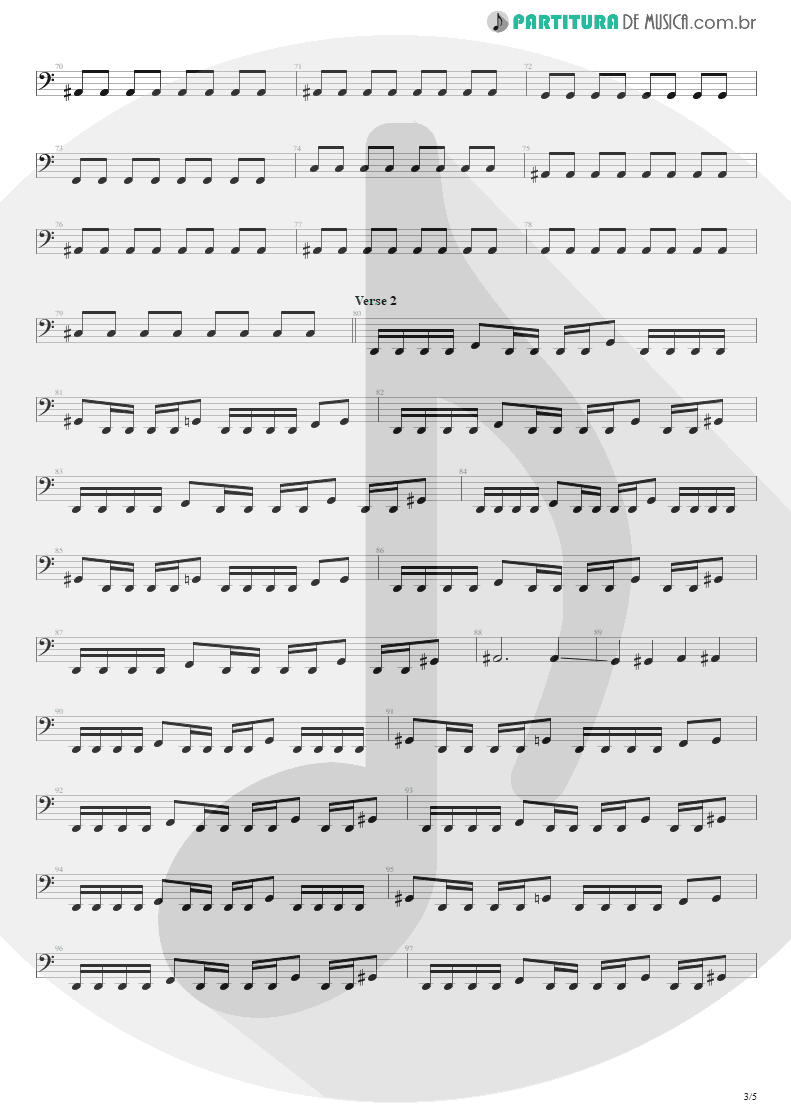 Partitura de musica de Baixo Elétrico - Beast And The Harlot | Avenged Sevenfold | City of Evil 2005 - pag 3