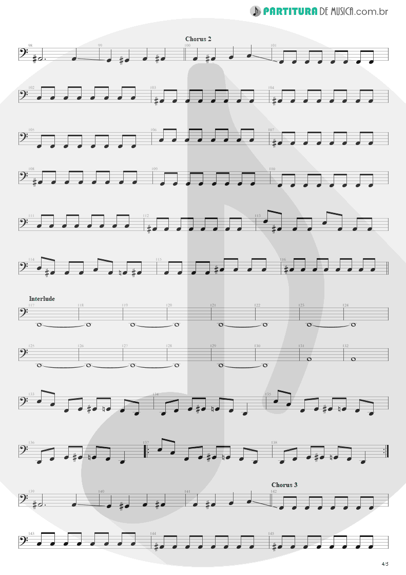 Partitura de musica de Baixo Elétrico - Beast And The Harlot | Avenged Sevenfold | City of Evil 2005 - pag 4