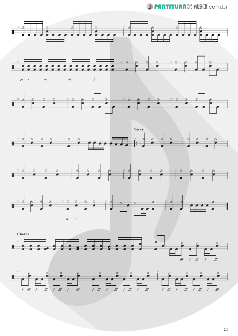 Partitura de musica de Bateria - Beast And The Harlot | Avenged Sevenfold | City of Evil 2005 - pag 2