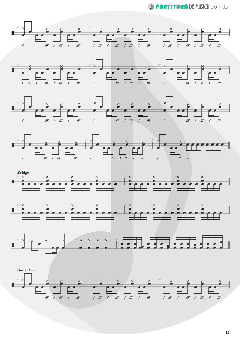 Partitura de musica de Bateria - Beast And The Harlot | Avenged Sevenfold | City of Evil 2005 - pag 3