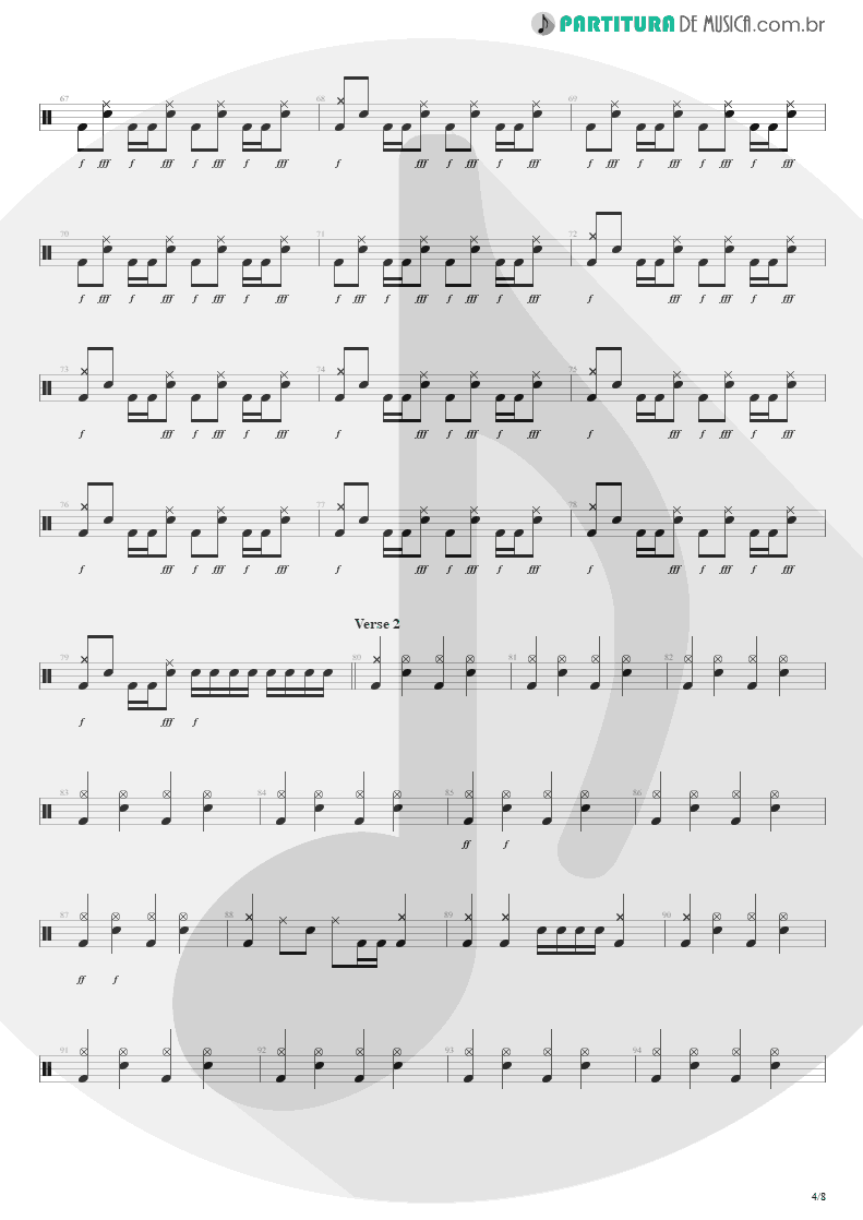 Partitura de musica de Bateria - Beast And The Harlot | Avenged Sevenfold | City of Evil 2005 - pag 4