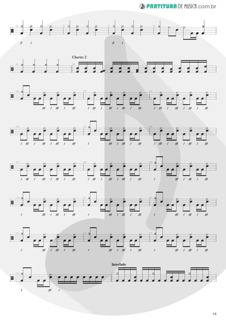 Partitura de musica de Bateria - Beast And The Harlot | Avenged Sevenfold | City of Evil 2005 - pag 5