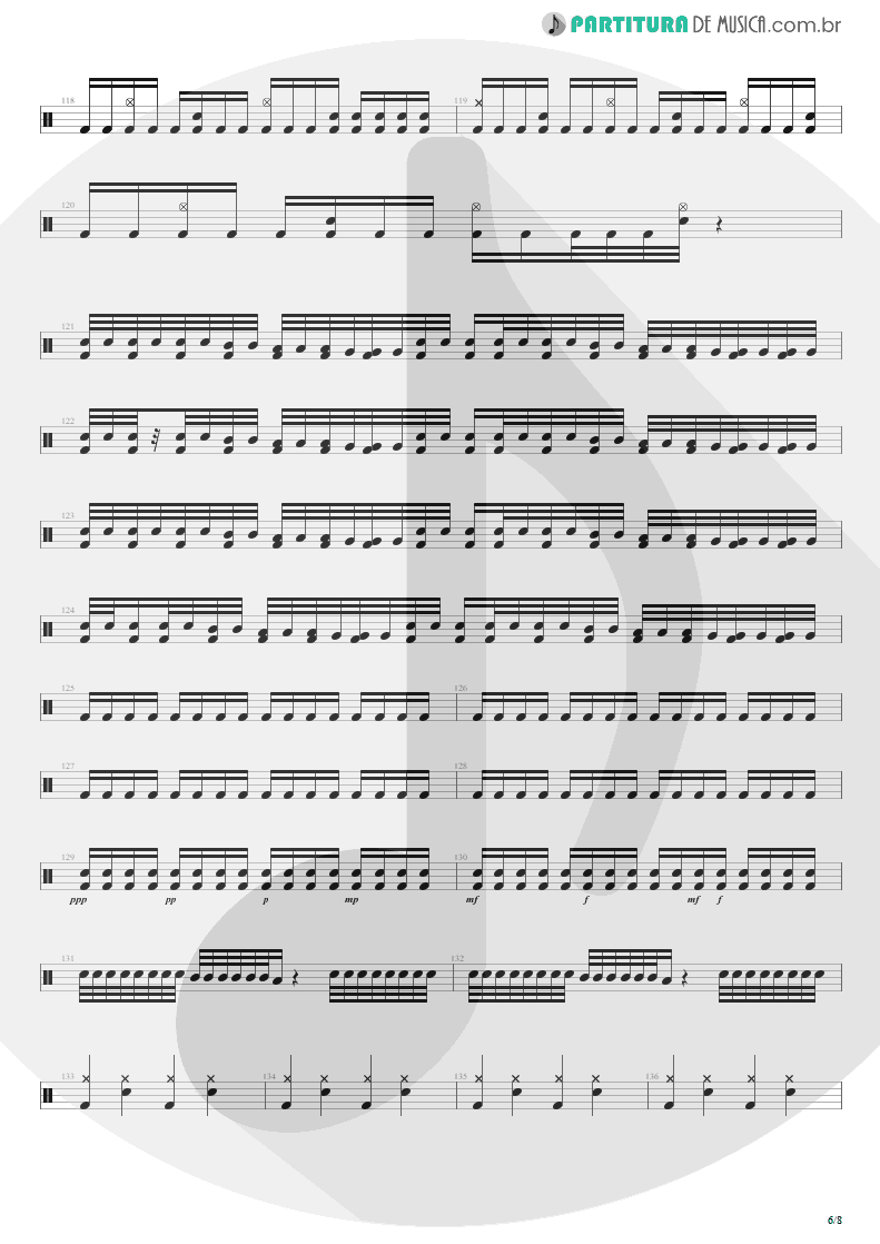 Partitura de musica de Bateria - Beast And The Harlot | Avenged Sevenfold | City of Evil 2005 - pag 6