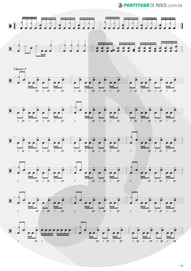 Partitura de musica de Bateria - Beast And The Harlot | Avenged Sevenfold | City of Evil 2005 - pag 7