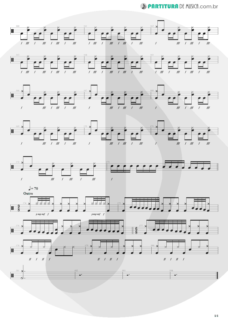 Partitura de musica de Bateria - Beast And The Harlot | Avenged Sevenfold | City of Evil 2005 - pag 8