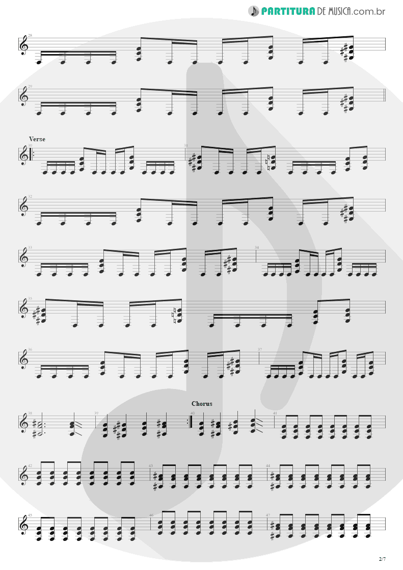 Partitura de musica de Guitarra Elétrica - Beast And The Harlot | Avenged Sevenfold | City of Evil 2005 - pag 2