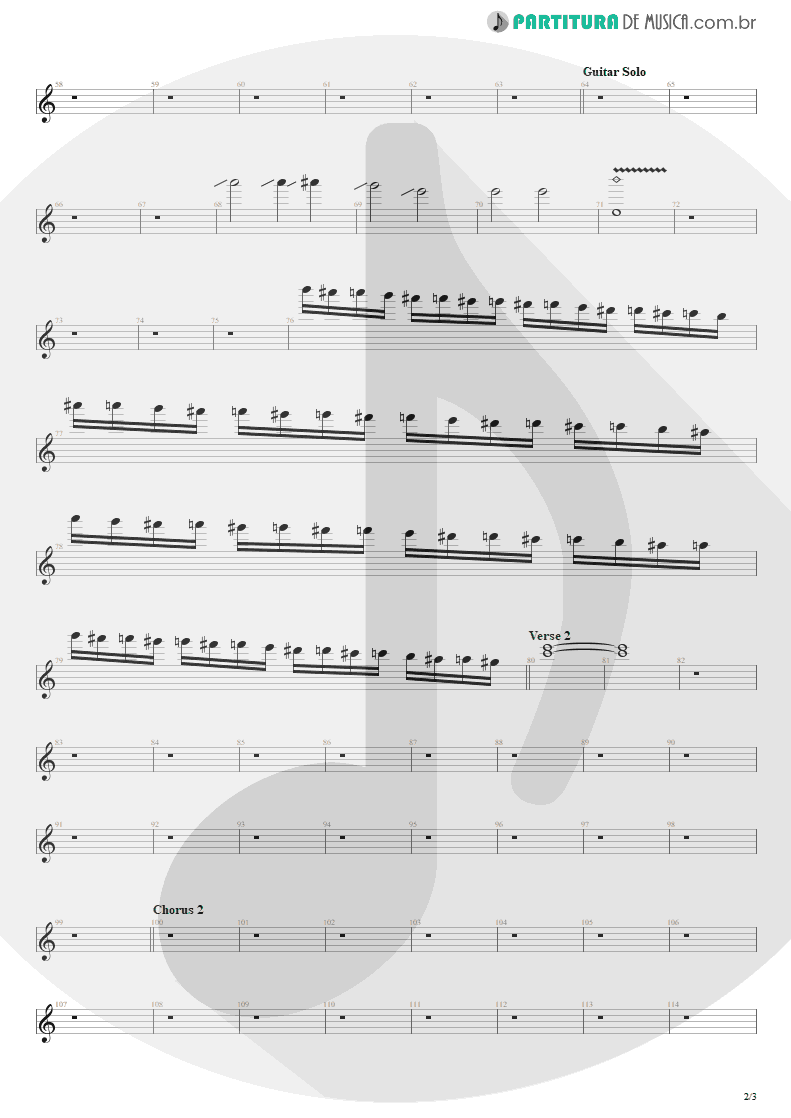 Partitura de musica de Guitarra Elétrica - Beast And The Harlot | Avenged Sevenfold | City of Evil 2005 - pag 2