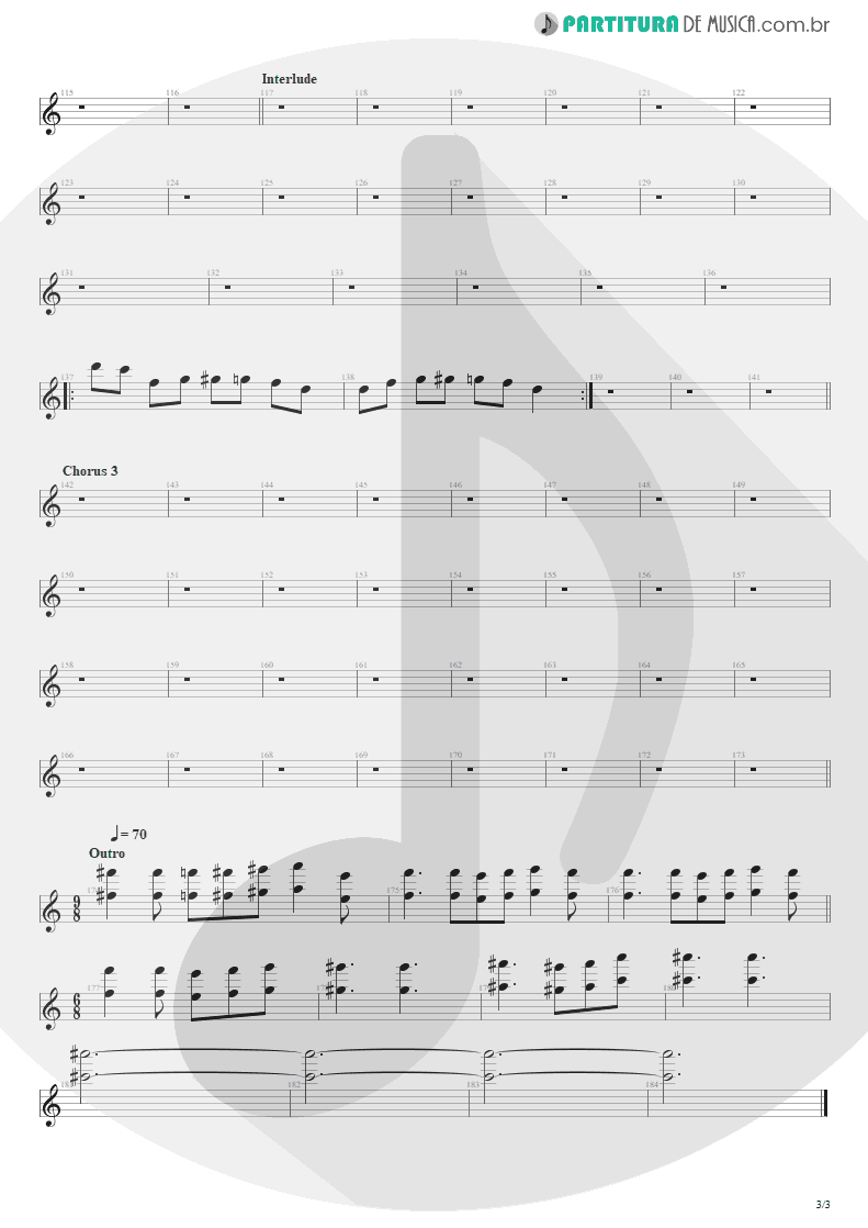 Partitura de musica de Guitarra Elétrica - Beast And The Harlot | Avenged Sevenfold | City of Evil 2005 - pag 3