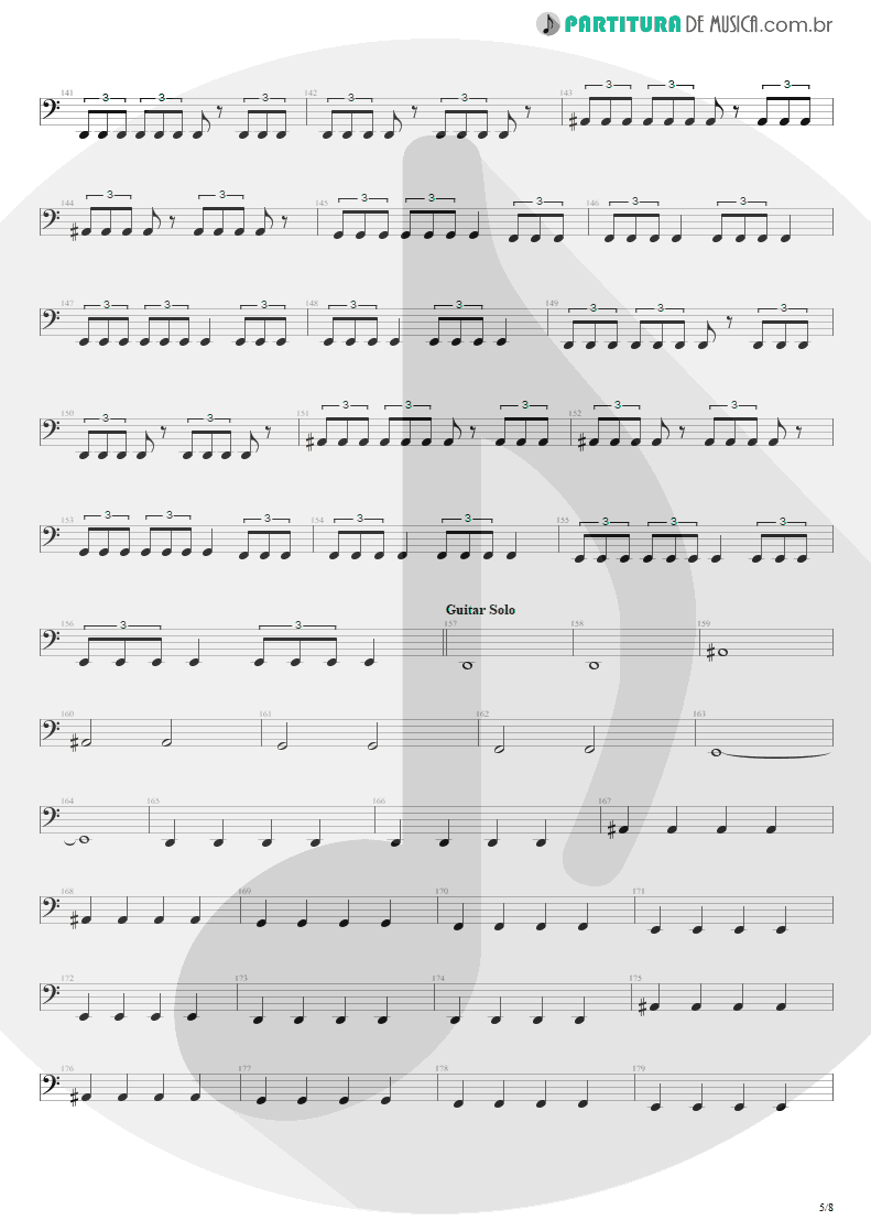 Partitura de musica de Baixo Elétrico - Blinded In Chains | Avenged Sevenfold | City of Evil 2005 - pag 5