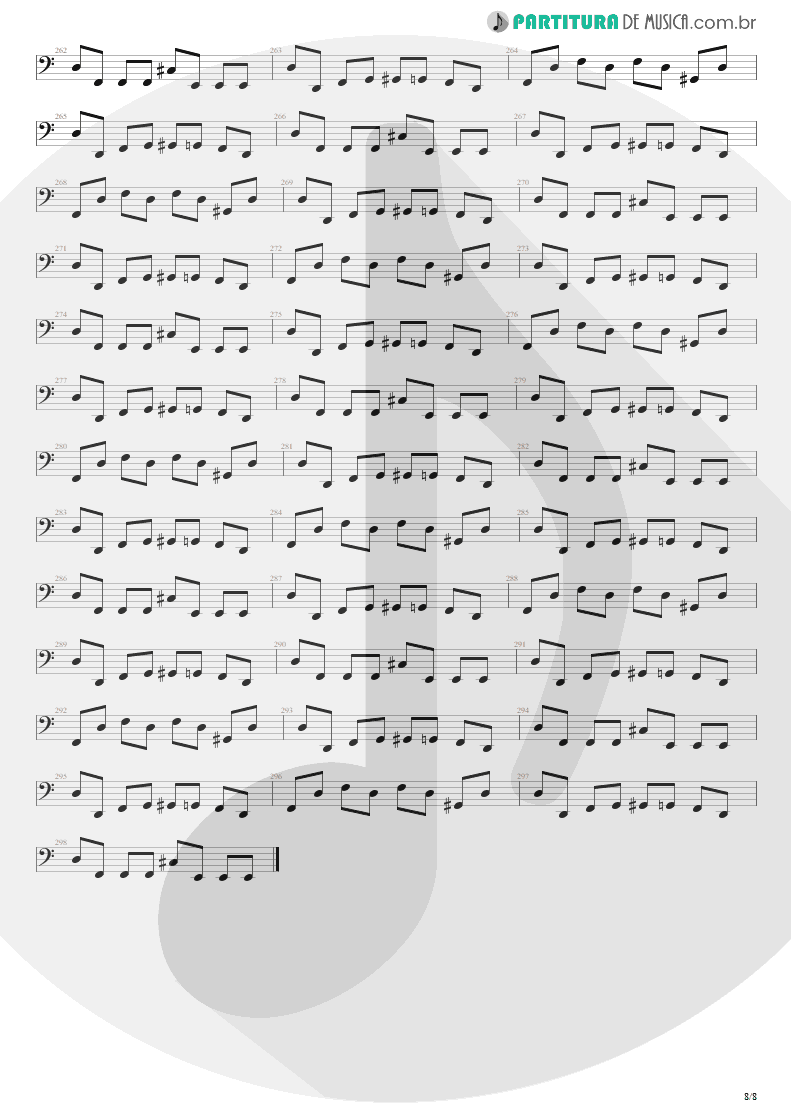 Partitura de musica de Baixo Elétrico - Blinded In Chains | Avenged Sevenfold | City of Evil 2005 - pag 8