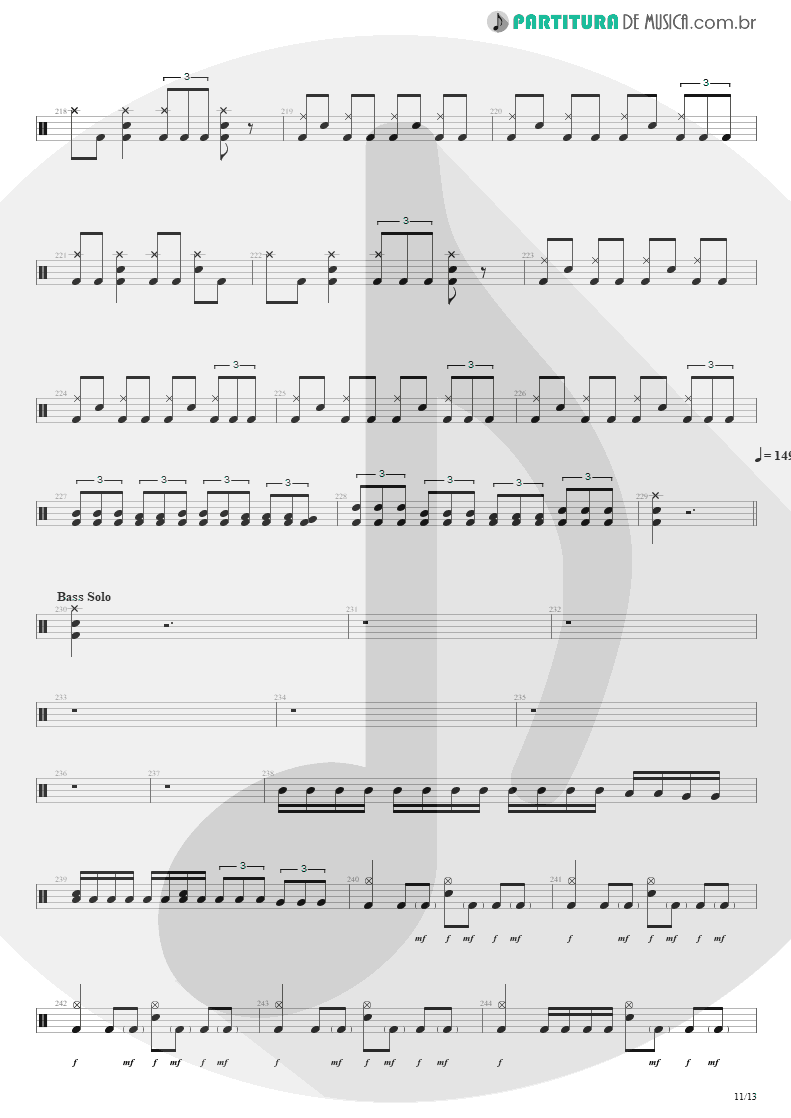 Partitura de musica de Bateria - Blinded In Chains | Avenged Sevenfold | City of Evil 2005 - pag 11