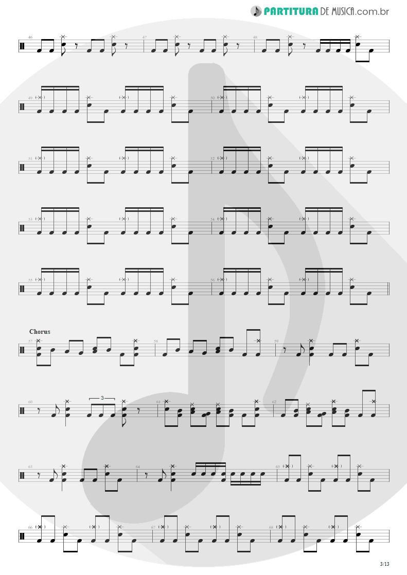 Partitura de musica de Bateria - Blinded In Chains | Avenged Sevenfold | City of Evil 2005 - pag 3