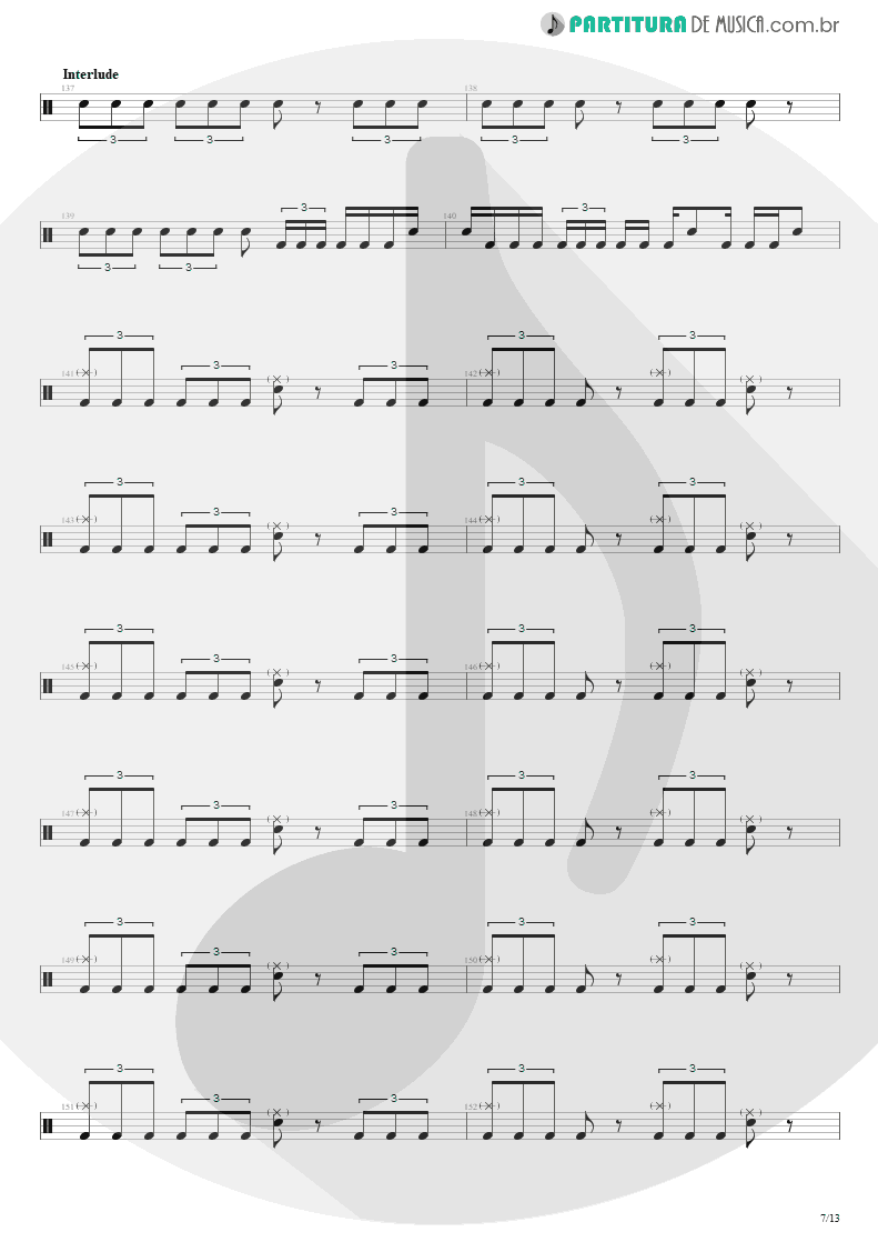 Partitura de musica de Bateria - Blinded In Chains | Avenged Sevenfold | City of Evil 2005 - pag 7