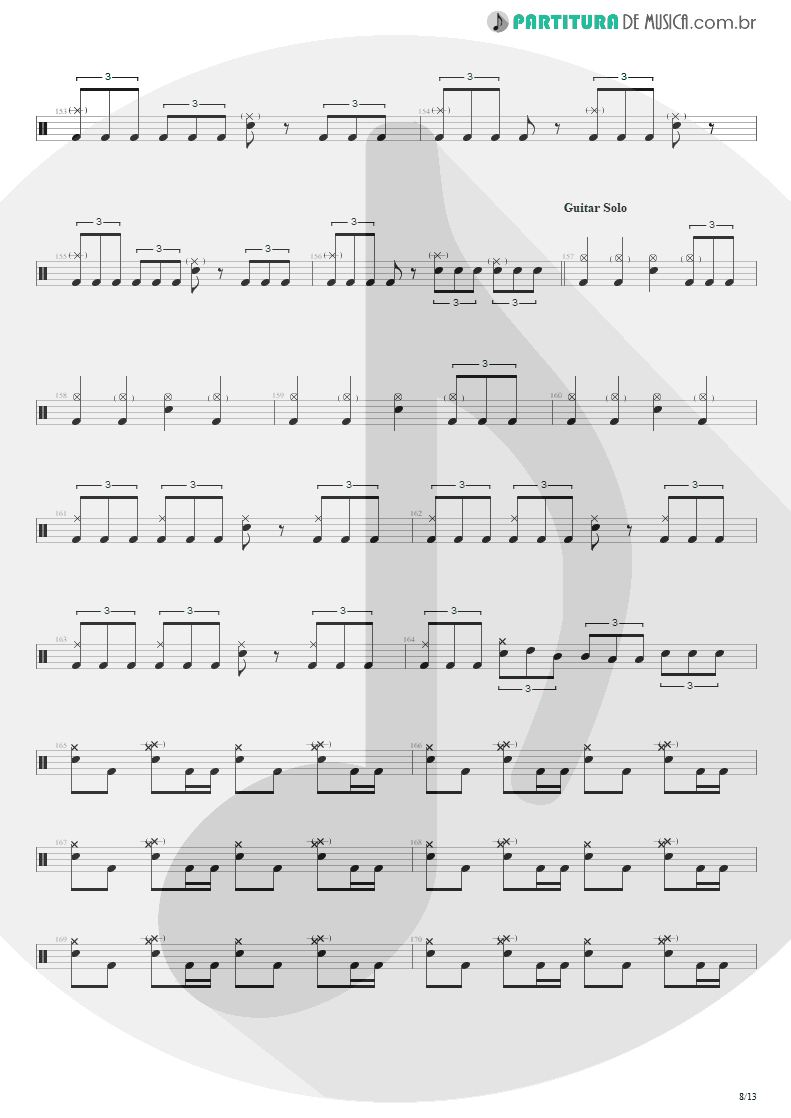 Partitura de musica de Bateria - Blinded In Chains | Avenged Sevenfold | City of Evil 2005 - pag 8