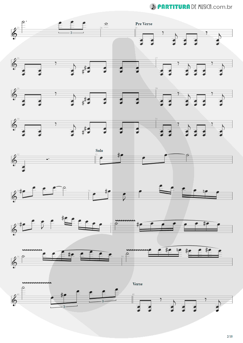 Partitura de musica de Guitarra Elétrica - Blinded In Chains | Avenged Sevenfold | City of Evil 2005 - pag 2