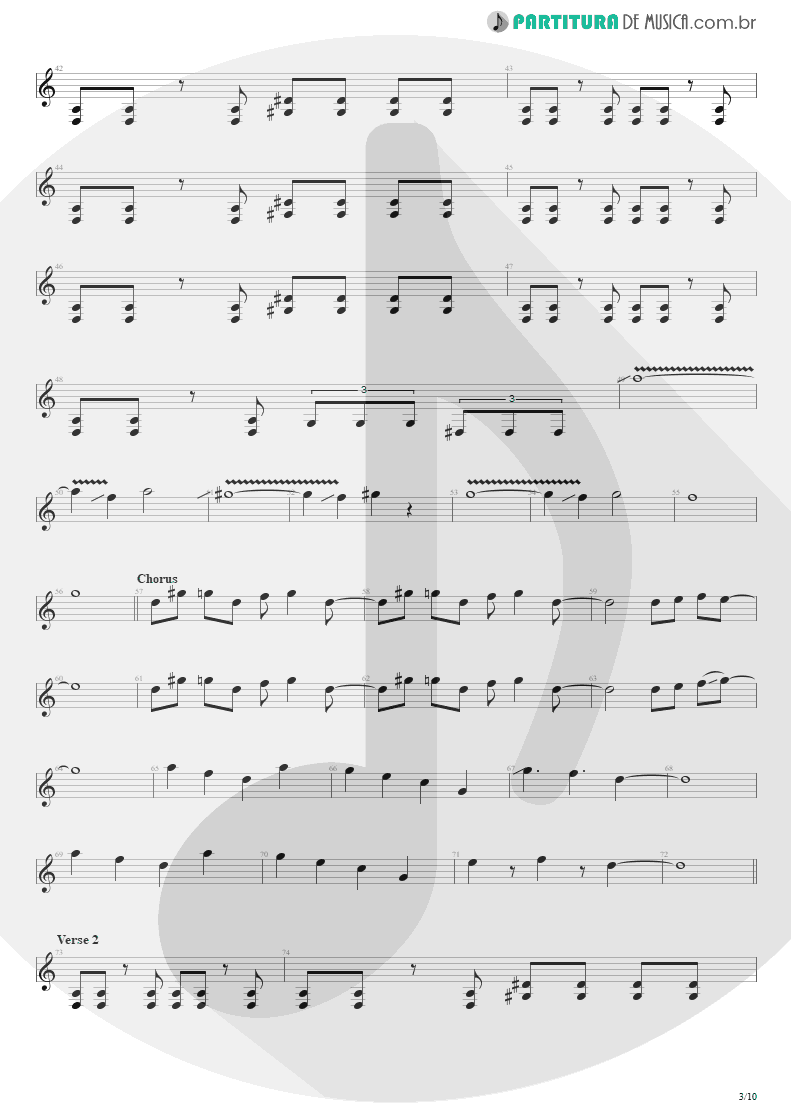 Partitura de musica de Guitarra Elétrica - Blinded In Chains | Avenged Sevenfold | City of Evil 2005 - pag 3