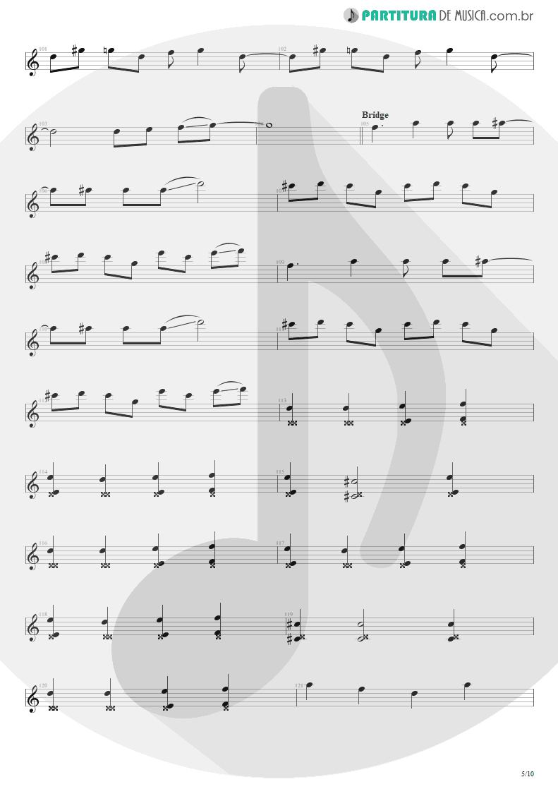 Partitura de musica de Guitarra Elétrica - Blinded In Chains | Avenged Sevenfold | City of Evil 2005 - pag 5