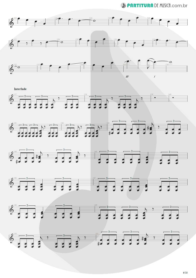 Partitura de musica de Guitarra Elétrica - Blinded In Chains | Avenged Sevenfold | City of Evil 2005 - pag 6