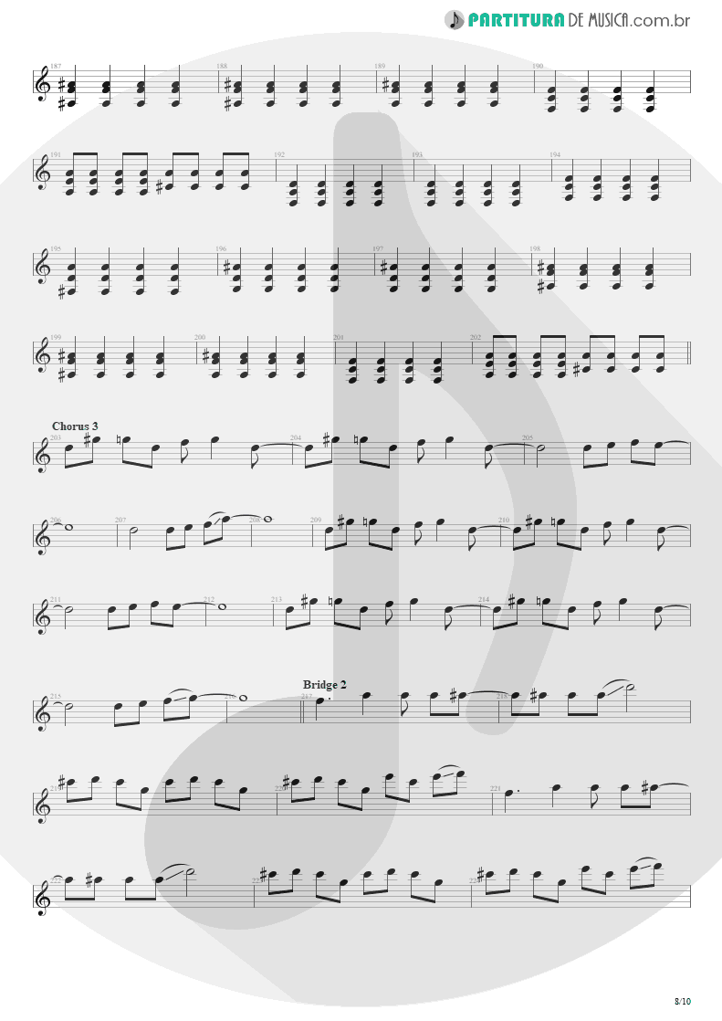 Partitura de musica de Guitarra Elétrica - Blinded In Chains | Avenged Sevenfold | City of Evil 2005 - pag 8