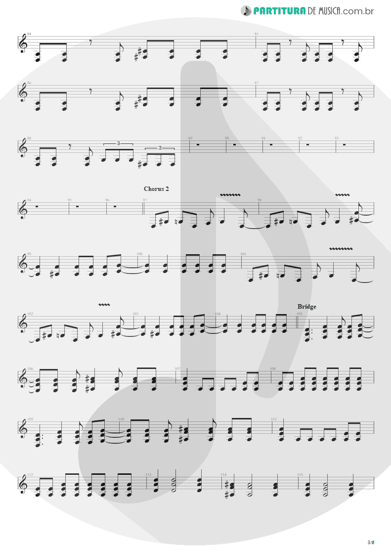 Partitura de musica de Guitarra Elétrica - Blinded In Chains | Avenged Sevenfold | City of Evil 2005 - pag 3