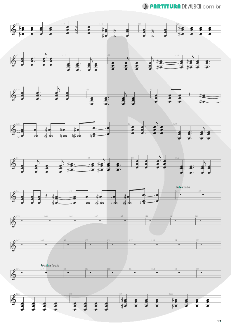 Partitura de musica de Guitarra Elétrica - Blinded In Chains | Avenged Sevenfold | City of Evil 2005 - pag 4