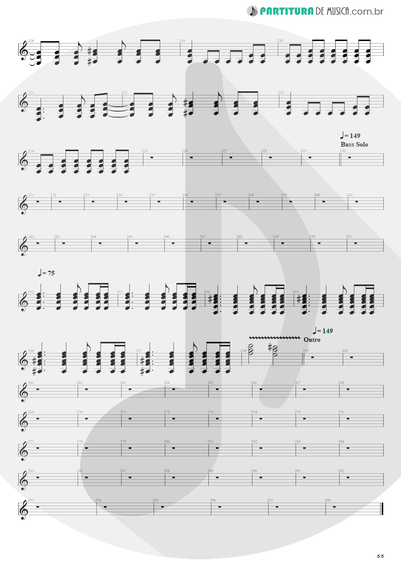 Partitura de musica de Guitarra Elétrica - Blinded In Chains | Avenged Sevenfold | City of Evil 2005 - pag 6