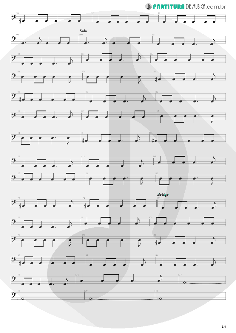 Partitura de musica de Baixo Elétrico - Seize The Day | Avenged Sevenfold | City of Evil 2005 - pag 3