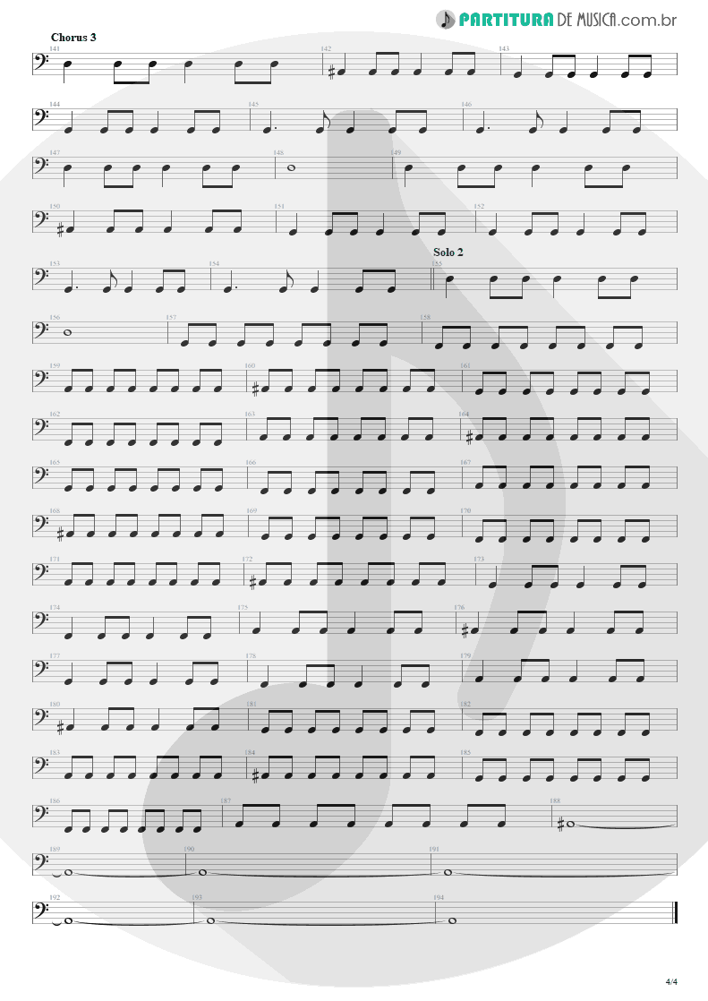 Partitura de musica de Baixo Elétrico - Seize The Day | Avenged Sevenfold | City of Evil 2005 - pag 4