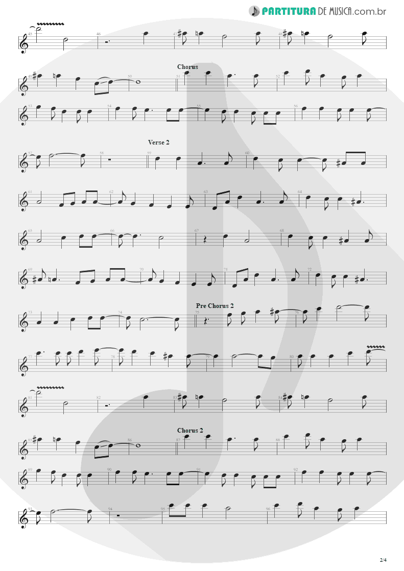 Partitura de musica de Canto - Seize The Day | Avenged Sevenfold | City of Evil 2005 - pag 2