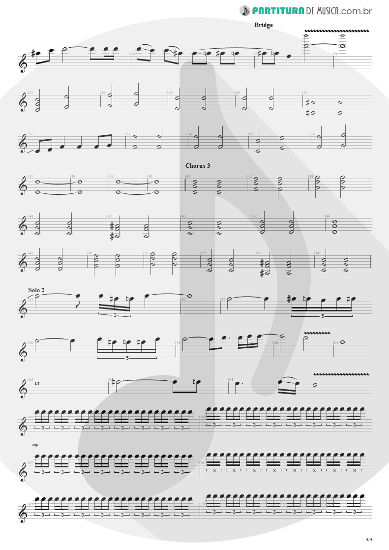 Partitura de musica de Guitarra Elétrica - Seize The Day | Avenged Sevenfold | City of Evil 2005 - pag 3