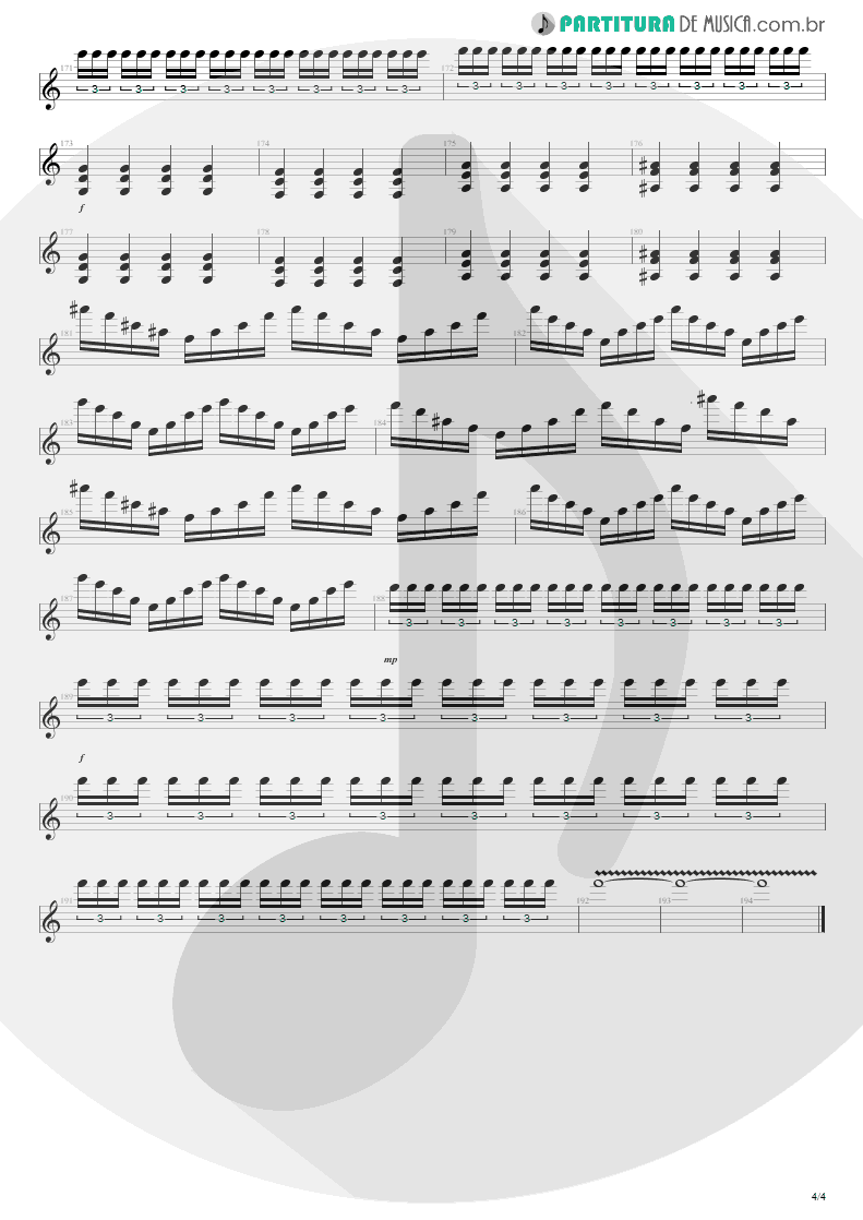 Partitura de musica de Guitarra Elétrica - Seize The Day | Avenged Sevenfold | City of Evil 2005 - pag 4