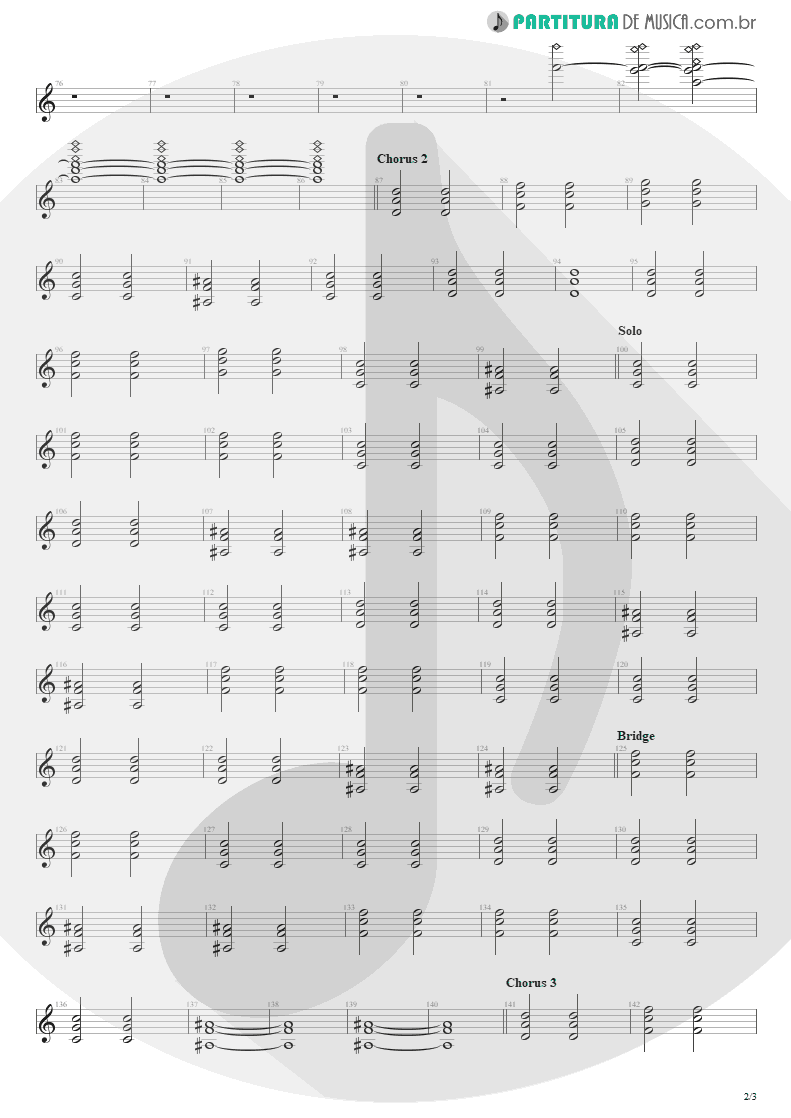 Partitura de musica de Guitarra Elétrica - Seize The Day | Avenged Sevenfold | City of Evil 2005 - pag 2