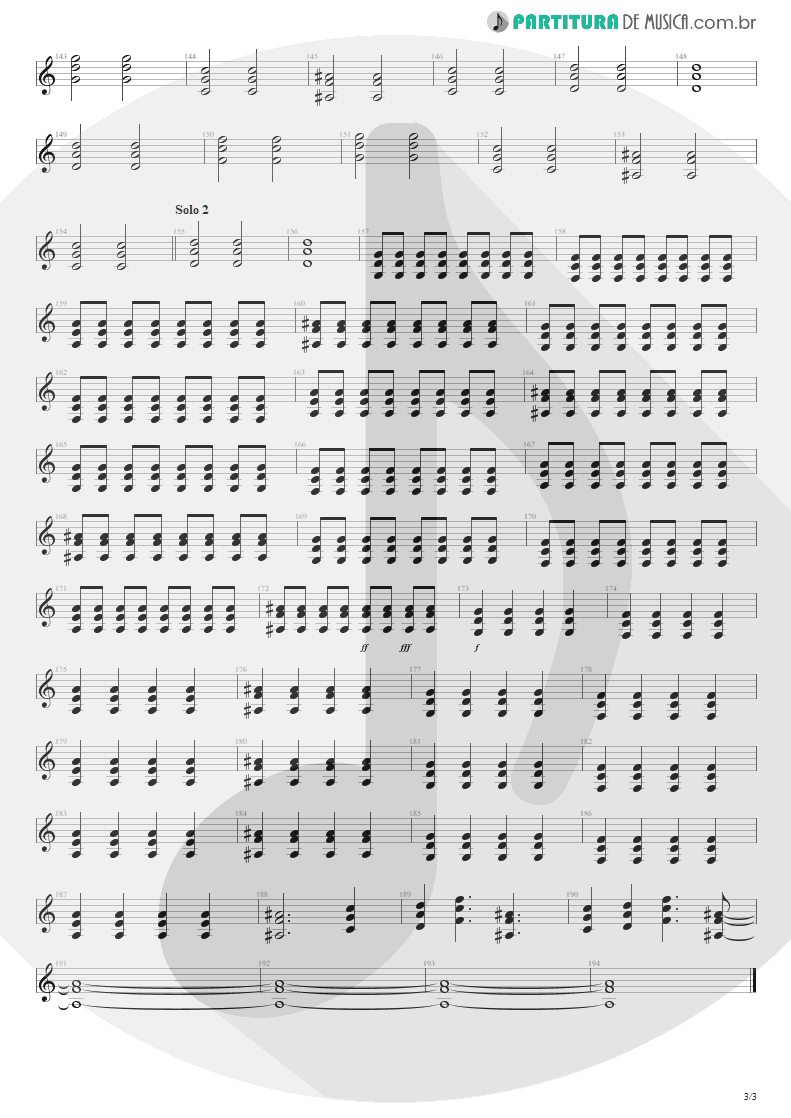 Partitura de musica de Guitarra Elétrica - Seize The Day | Avenged Sevenfold | City of Evil 2005 - pag 3