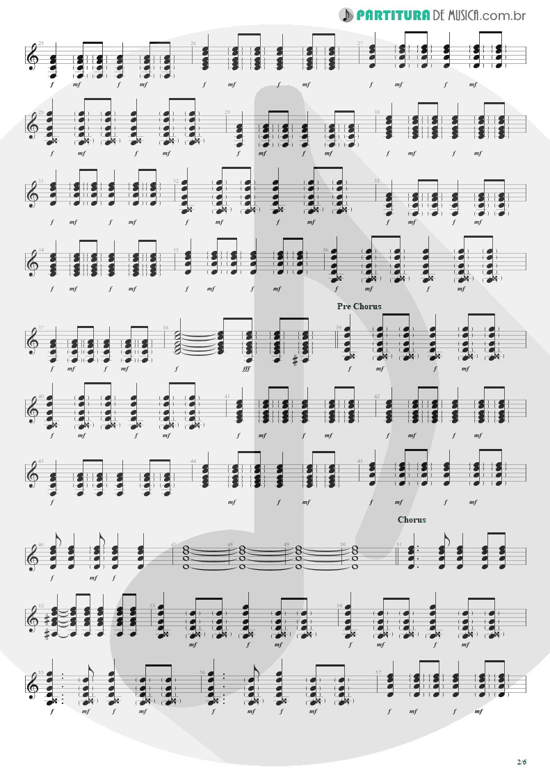 Partitura de musica de Violão - Seize The Day | Avenged Sevenfold | City of Evil 2005 - pag 2