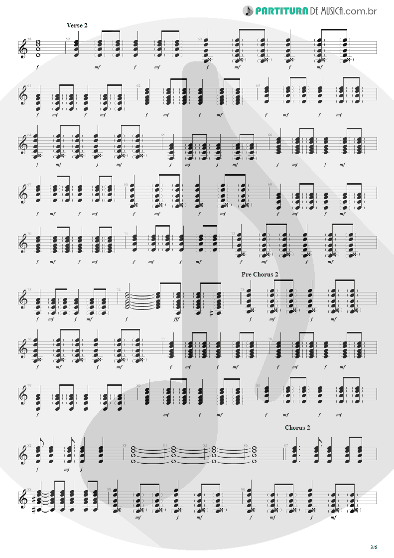 Partitura de musica de Violão - Seize The Day | Avenged Sevenfold | City of Evil 2005 - pag 3