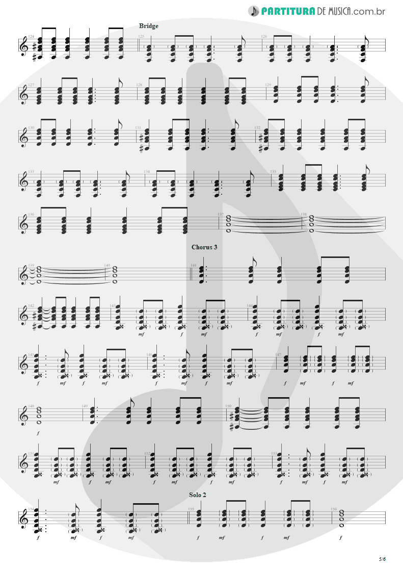 Partitura de musica de Violão - Seize The Day | Avenged Sevenfold | City of Evil 2005 - pag 5