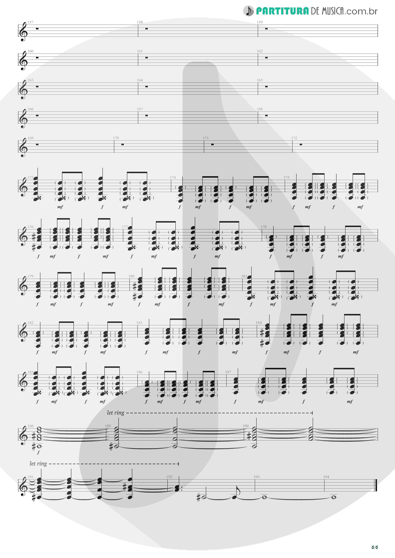 Partitura de musica de Violão - Seize The Day | Avenged Sevenfold | City of Evil 2005 - pag 6