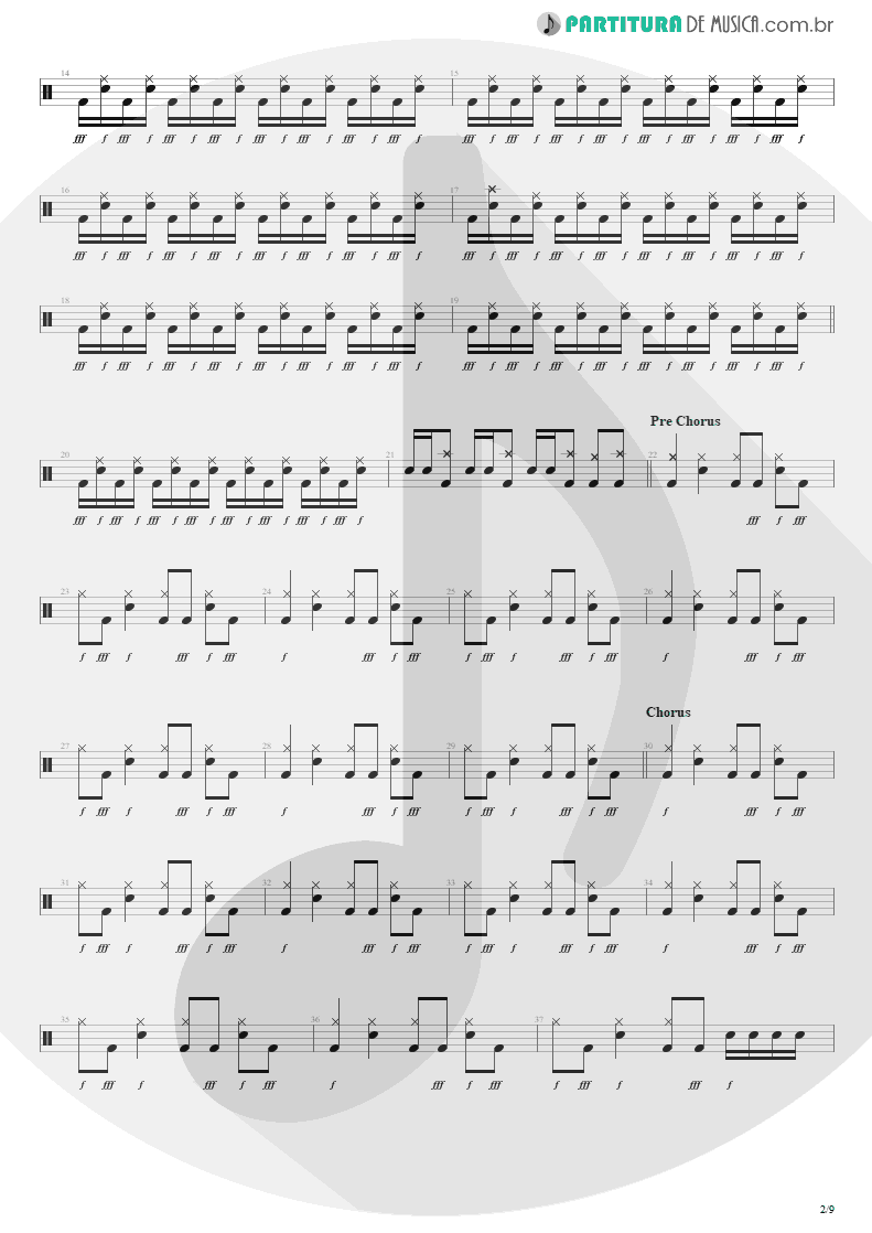 Partitura de musica de Bateria - The Wicked End | Avenged Sevenfold | City of Evil 2005 - pag 2