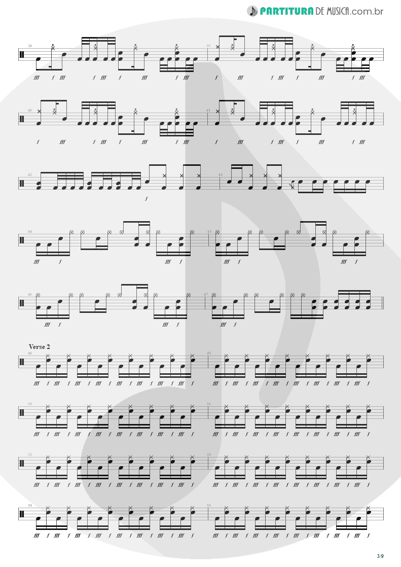 Partitura de musica de Bateria - The Wicked End | Avenged Sevenfold | City of Evil 2005 - pag 3