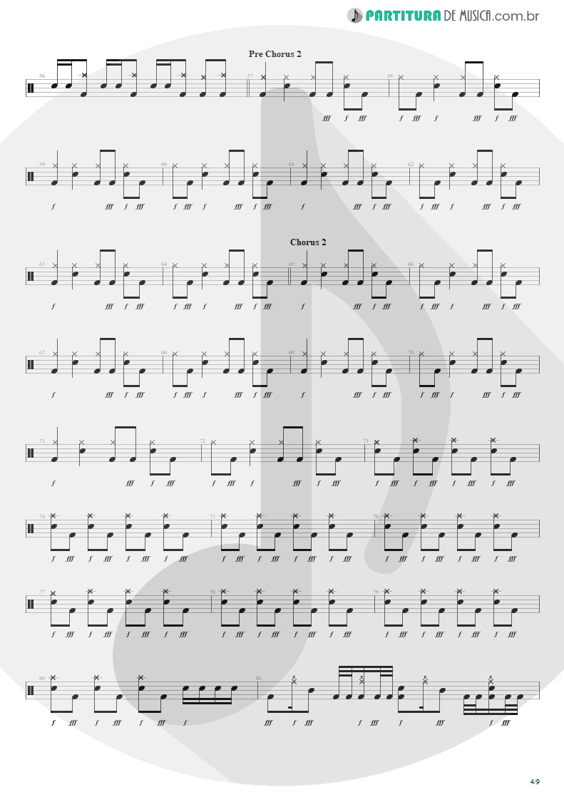 Partitura de musica de Bateria - The Wicked End | Avenged Sevenfold | City of Evil 2005 - pag 4