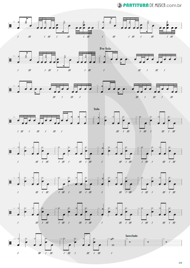 Partitura de musica de Bateria - The Wicked End | Avenged Sevenfold | City of Evil 2005 - pag 5