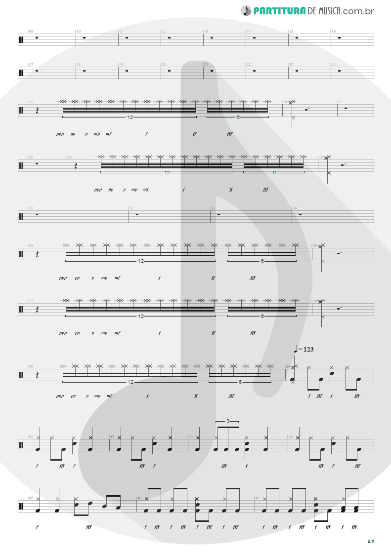 Partitura de musica de Bateria - The Wicked End | Avenged Sevenfold | City of Evil 2005 - pag 6