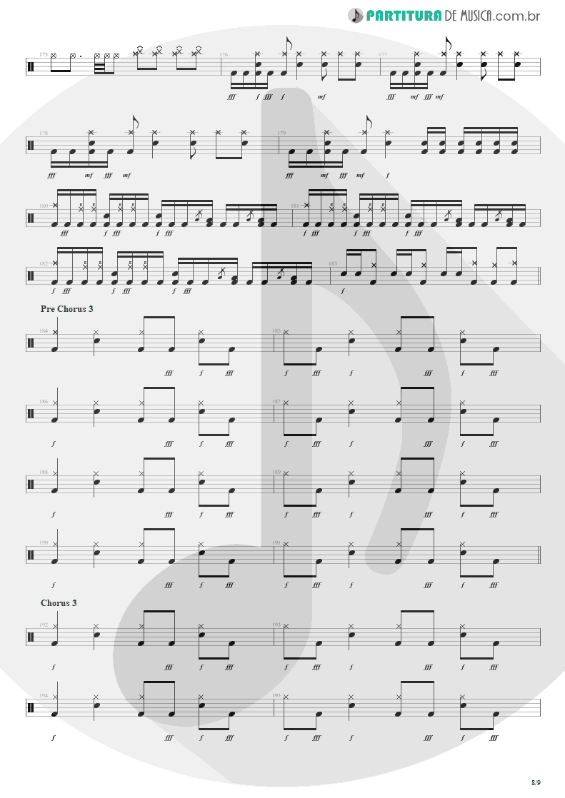 Partitura de musica de Bateria - The Wicked End | Avenged Sevenfold | City of Evil 2005 - pag 8