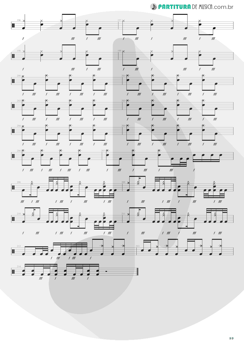 Partitura de musica de Bateria - The Wicked End | Avenged Sevenfold | City of Evil 2005 - pag 9